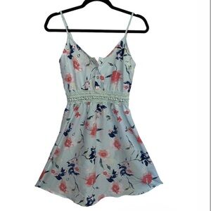 Flowery turquoise summer dress